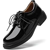 OKJ Oxford Shoes for Women Black Tie Women's Oxfords Shiny Leather Comfortable Slip on Lace up Ladies Loafers Business Casual Dress Work Office Shoes