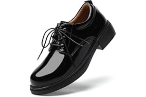 OKJ Oxford Shoes for Women Black Tie Women's Oxfords Shiny Leather Comfortable Slip on Lace up Ladies Loafers Business Casual Dress Work Office Shoes