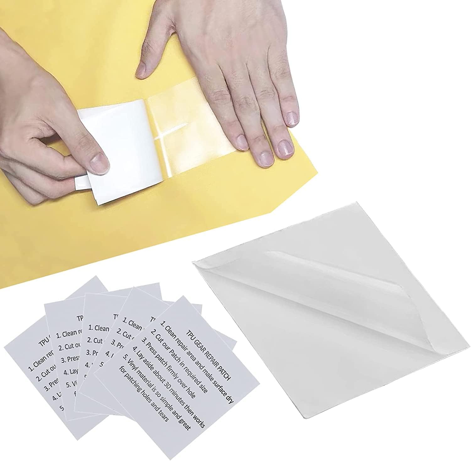 REBECASKYENS 10Pcs Tent Repair Kit, Paddling Pool Repair Kit,Tent Repair Tape,Air Bed Repair Patches - Clear Waterproof Puncture Repair Tape for Awnings, inflatable Swimming Pools, Gazebo (7 X 7 Cm)