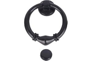 Skandh Iron Antique Design Round Ring Door Knocker (Black Powder Coated)