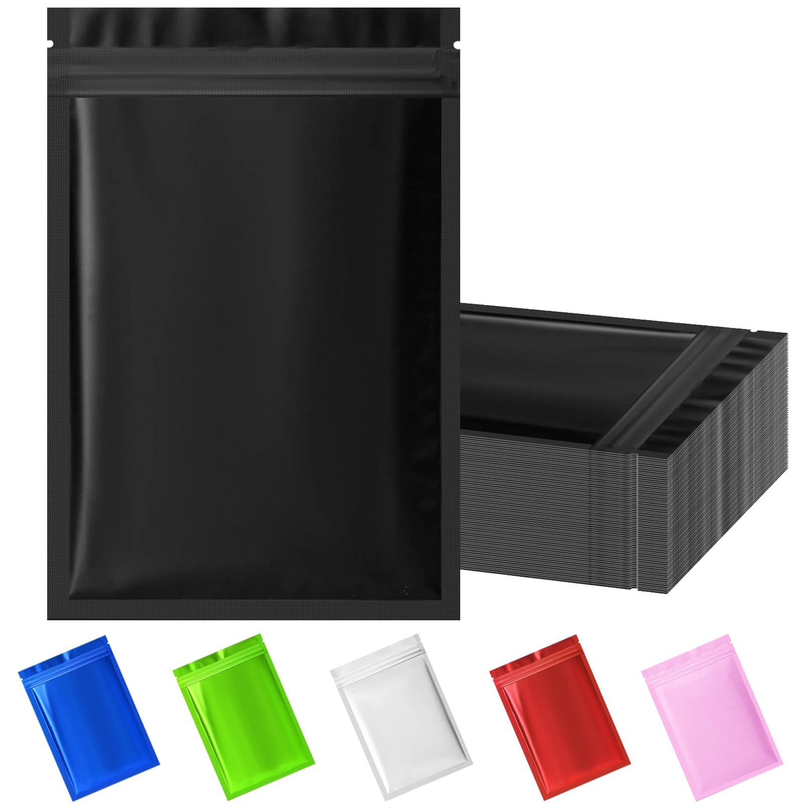 View 1 of 100 Pack Resealable Mylar Bag, Smell Proof Bags Resealable Packaging Supplies for Food Storage Small Business (Black, 4" X 6")