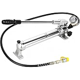 LCyindu CP-700 Hydraulic Pumps Hand Operated Pump 10000Psi - 900CC Aluminum Alloy Single Acting and 1.8M Hose with Pressure Gauge