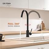 GRIFEMA G4008B Black Kitchen Tap 360° Spout Hot Cold Mixer Stainless Steel 3/8 view 5