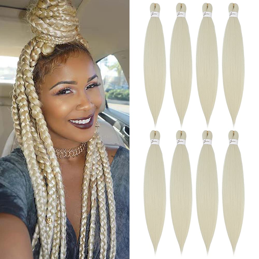 X-Tress Blonde Braiding Hair Extension 24" Natural Looking Crochet Braids Hair Extension 613 Synthetic Hair Bundle for Braiding Hair Soft Yaki Straight Texture Spectra EZ Braid(#613) โ image 1