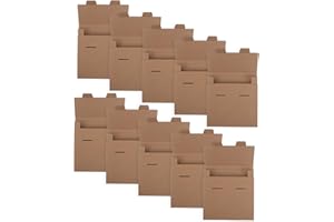 NUOBESTY 10pcs Kraft Paper Mailer Boxes 202x202x15mm Shipping Box for Vinyl Records, Document Storage,