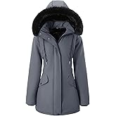 Arssm Womens Winter Puffer Coat Thicken Fleece Lined Long Parka Jacket Warm Hooded Waterproof Outerwear