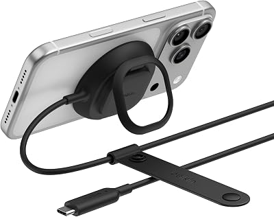 UltraCharge Cargador Inalámbrico Magnético Qi2 25W, Carga Rápida, Compatible con MagSafe, Refrigeración Pasiva y Soporte, iPhone 17 Series, Pixelsnap y AirPods Pro - Negro