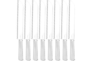 LILLIAN COLLECTION Clear Premium Serrated Knives - Standard Size (2 Pcs) - Heavy Duty Material - Ideal for Parties & Events