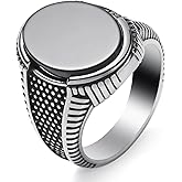 SOBHART Mens Onyx Ring,Stainless Steel Signet Rings for Men,Black Onyx Agate Gemstone Rings Jewelry for Men Size 8-13