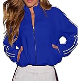 LEEDYA Womens Long Sleeve Full Zip Sweatshirts Oversized Casual Fashion Hoodies Fall Fashion Y2k Clothes Outfits 2026