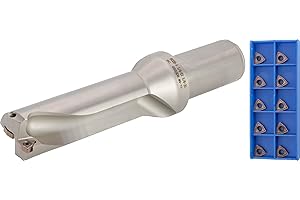 CME TOOLS CME Indexable Insert Drill, 1 1/4" Diameter, 3D Ratio, 3 3/4" Depth, with 10 pcs WCMX050308 Carbide Inserts, Coolant Through