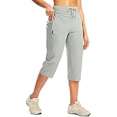 G GRADUAL Women's Capri Pants with 3 Zipper Pockets Lightweight Quick Dry Hiking Travel Capris Pants for Women Casual Summer