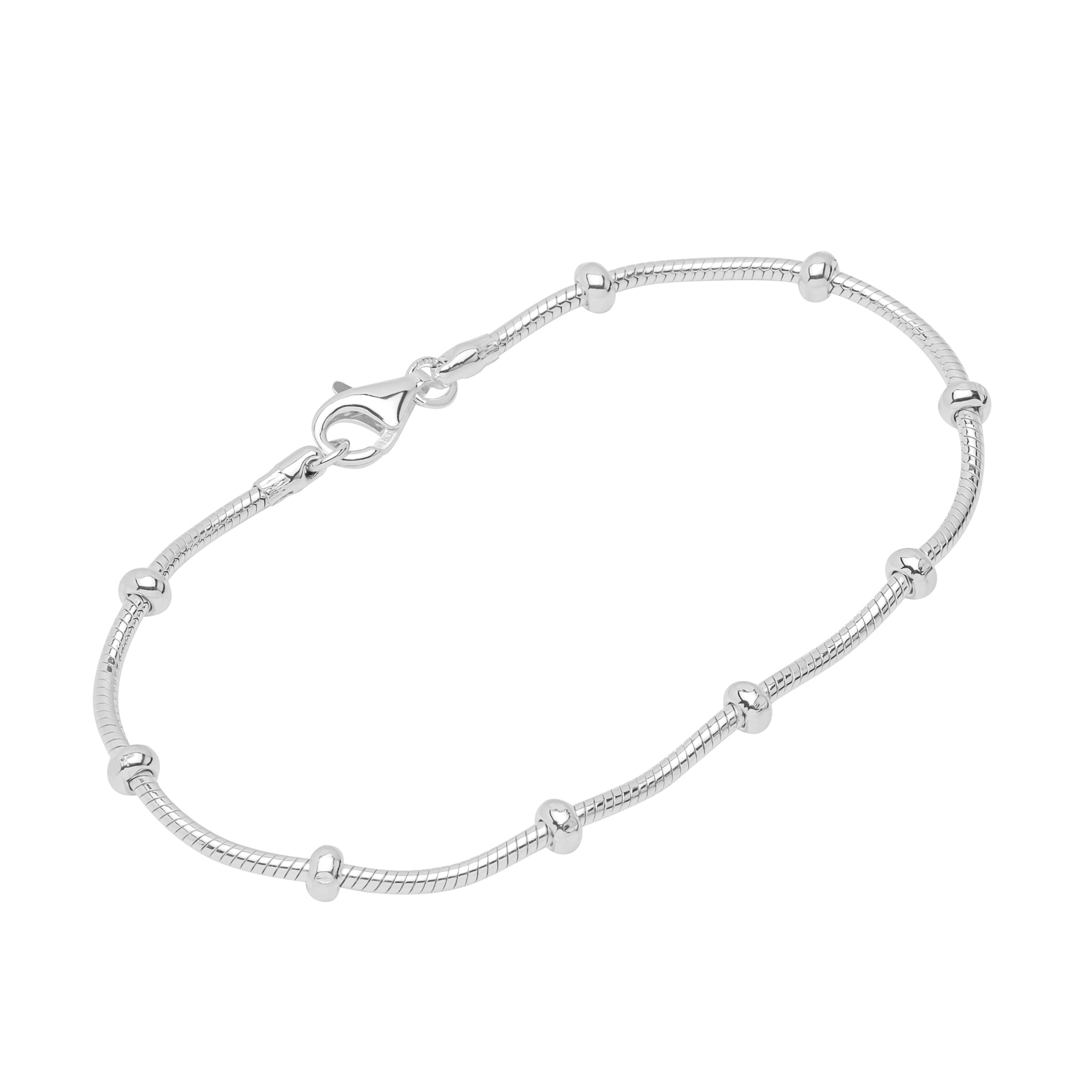 NKlaus bracelet 925 Sterling Silver 19cm snake chain with balls ladies design bracelet chain 12244