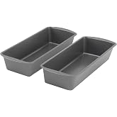 GoodCook Set of 2 Extra Large 13" x 5" Nonstick Steel Bread Loaf Pans, Gray - Set of Two Loaf Pans, Even Heat Distribution, S