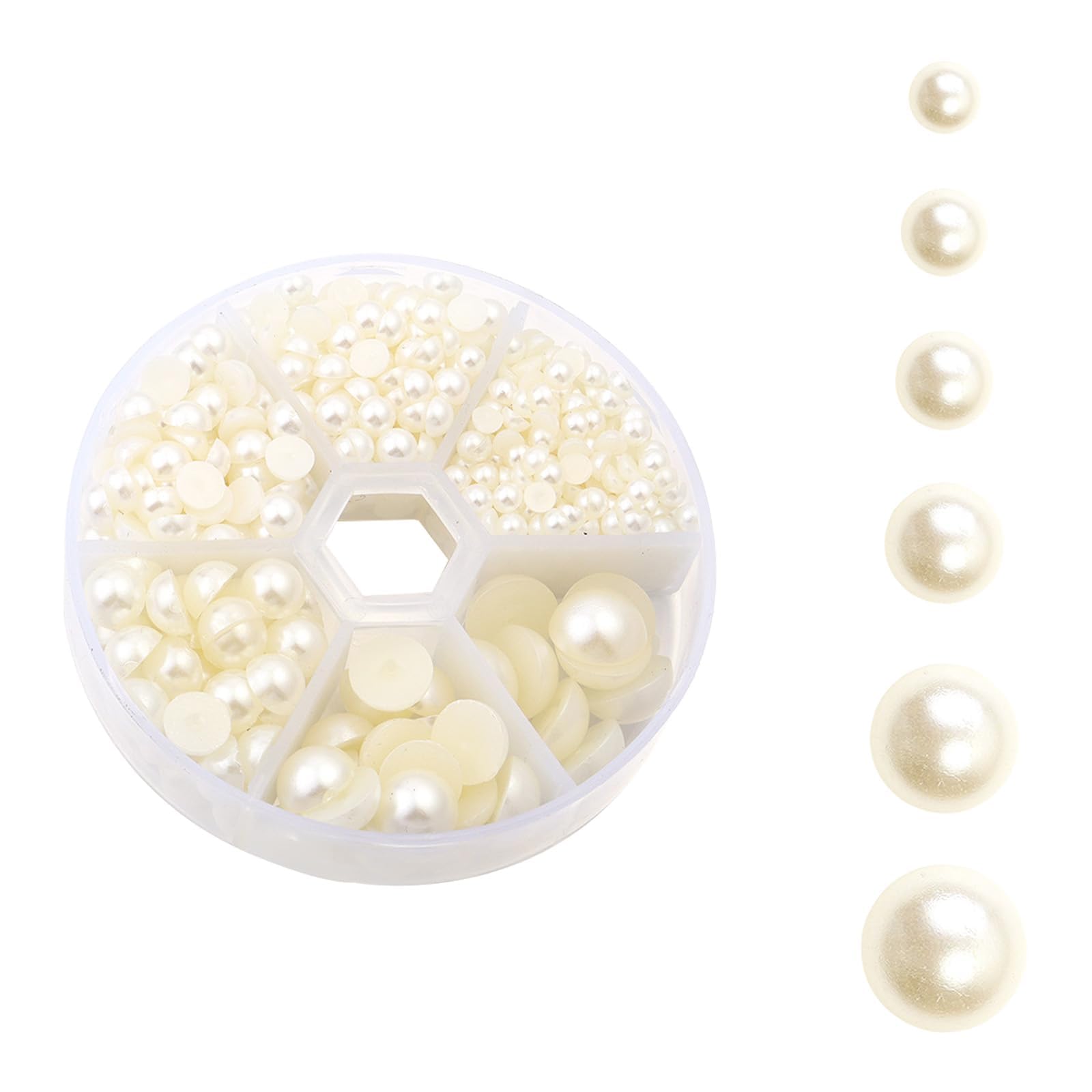 Photo 1 of *3 Pack* 6 Sizes 1020pcs White Flat Back Pearls Cabochon Gems for Nails Crafts Shoes Hairband Scrapbooking Wedding Phone Case 3mm 4mm 5mm 6mm 8mm 10mm