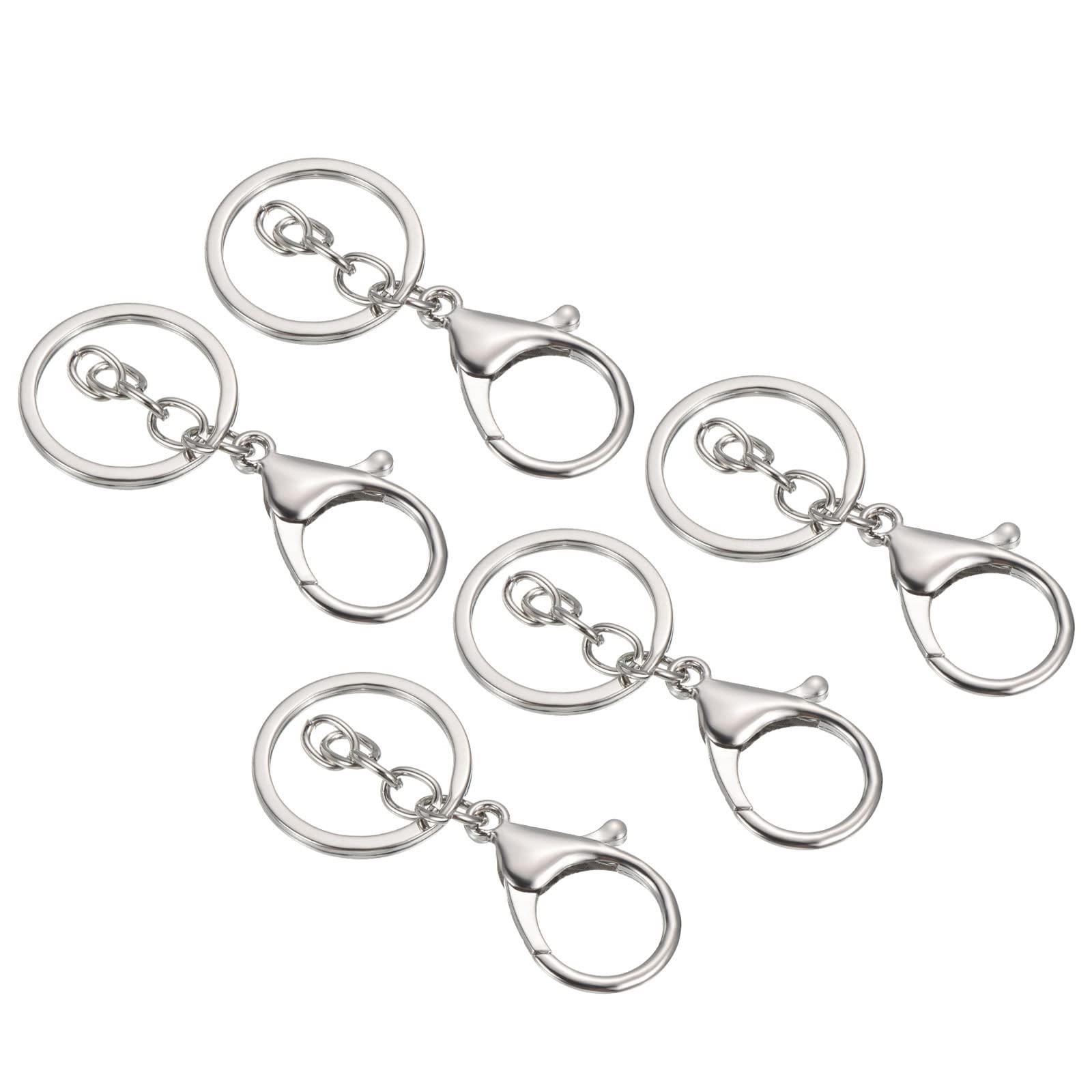 PATIKIL Key Chain Rings, 5 Pack Lobster Clasp Keyring Trigger Clip Keychain Holder for DIY Decorations, Silvery