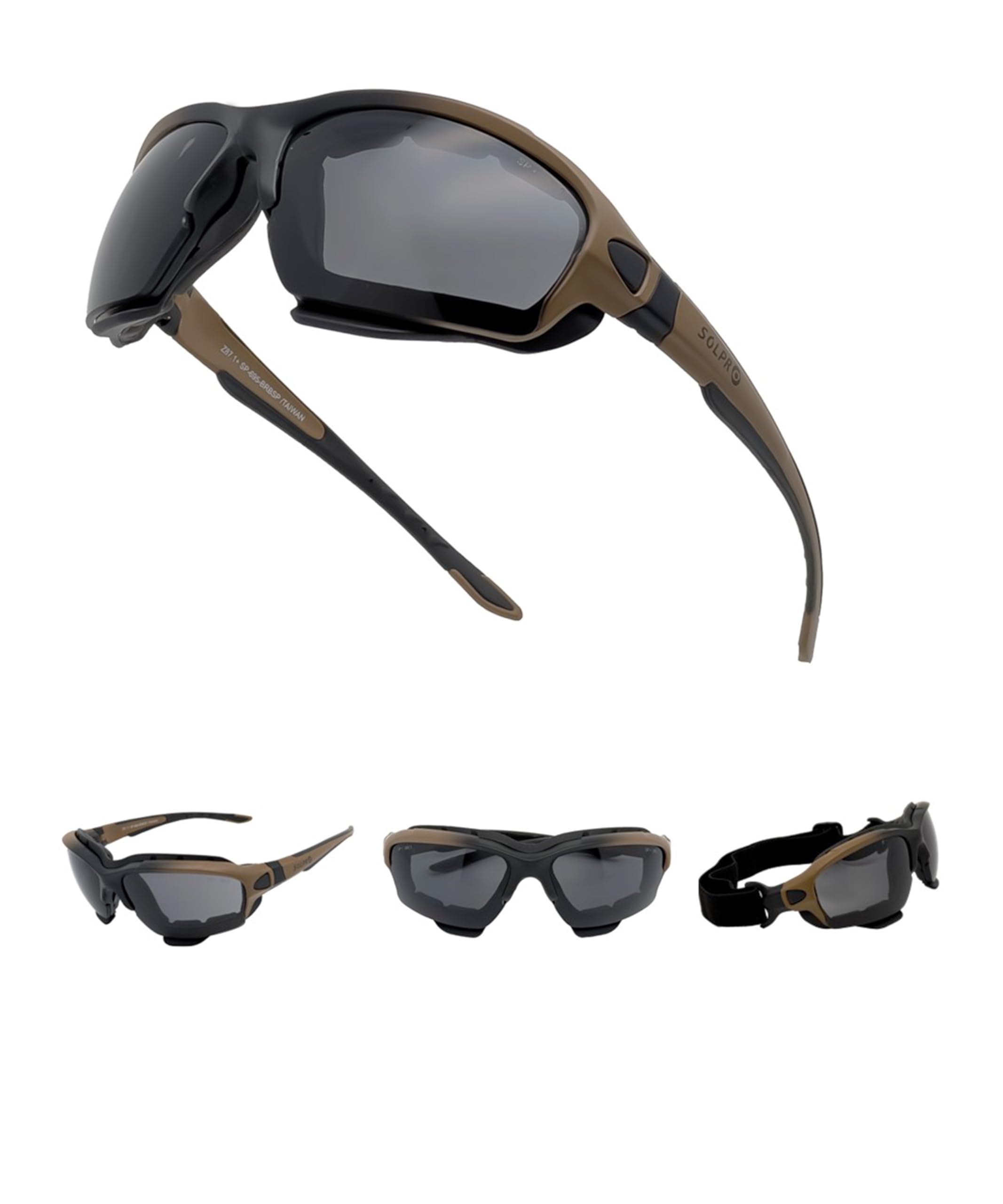 Photo 1 of SOL PRO Powersport Sunglasses, Motorcycle Riding Safety Goggles, ANSI Z87, UV400 Anti-Fog, Dust-Resistant, Wraparound, Fit Men Women, Mowing, Riding, Hunting