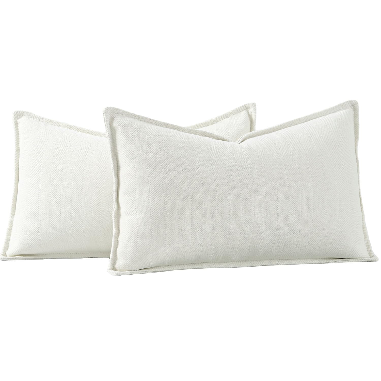 Madizz Textured Chenille Cushion Covers Set of 2 Super Soft Decorative Throw Pillow Covers Boho Pillowcases Modern Home Decor for Sofa Bedroom 12x20 inch, 30x50 cm, White