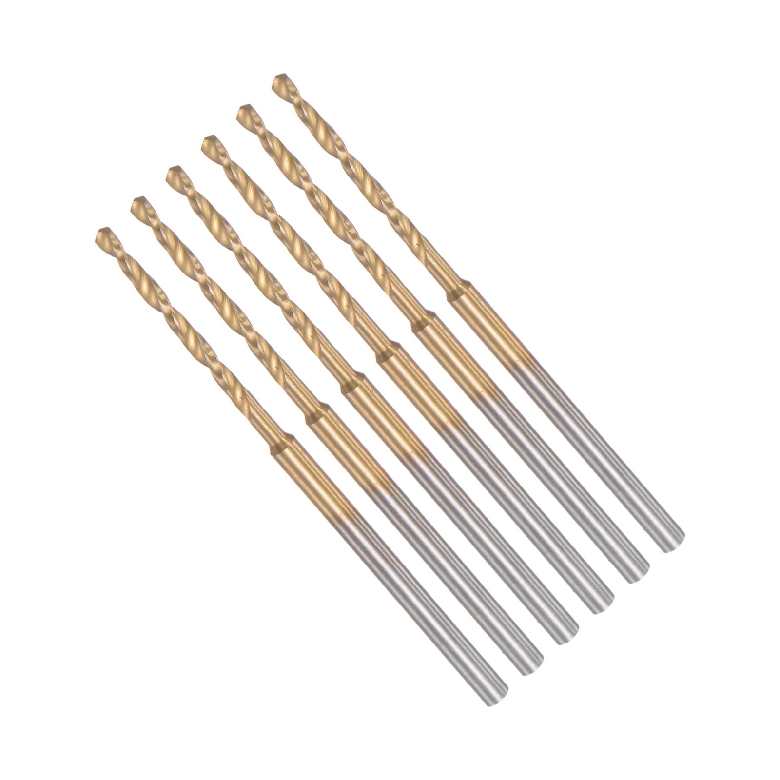 CoCud Twist Drill Bits, 1.6mm Cutting Diameter 0.09" Shank 49.5mm Length, High-Speed Steel Titanium Plated Jobber Bit Set (Applications: for Metal Wood Plastic), 6-Pieces