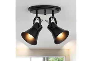 SEEBLEN Black Kitchen Lighting Fixtures Ceiling, 2-Light Adjustable Track Light, Flush Mount Directional Ceiling Light for Ha