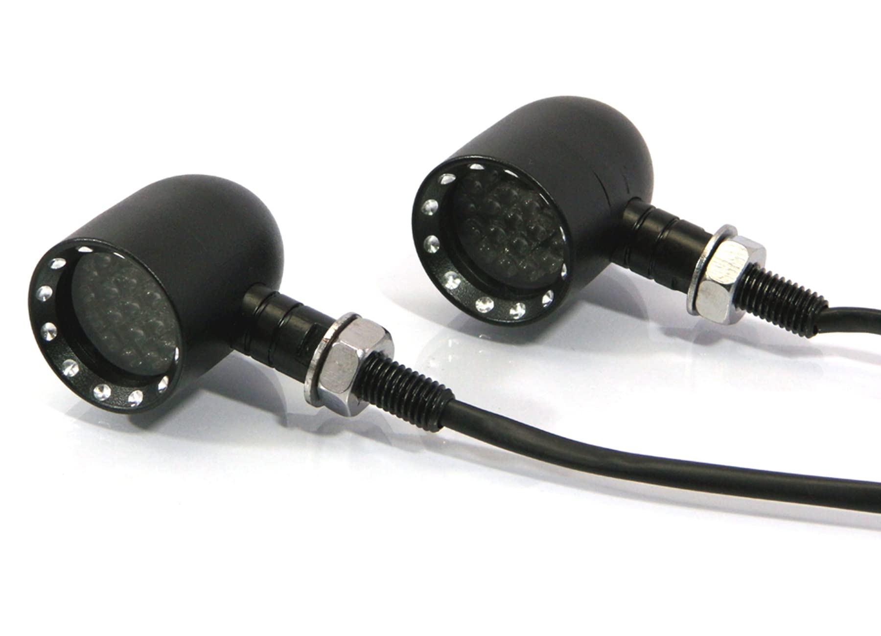 Alchemy Parts Premium Motorbike LED Indicators for Cafe Racer Style Bikes - Black Metal Finish - Motorcycle Turn Signals