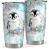 SANDJEST Penguin Tumbler 20oz Stainless Steel Insulated Coffee Travel Mug Cup for Women Girls Penguin Gifts for Birthday Christmas
