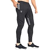 ZENWILL Mens Tapered Workout Running Pants,Gym Jogger Training Sweatpants Slim Fit with Zip Pockets