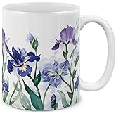 MUGBREW 11 OZ Coffee Mug Flowers Plants Garden Variety Designs, Irises Flowers