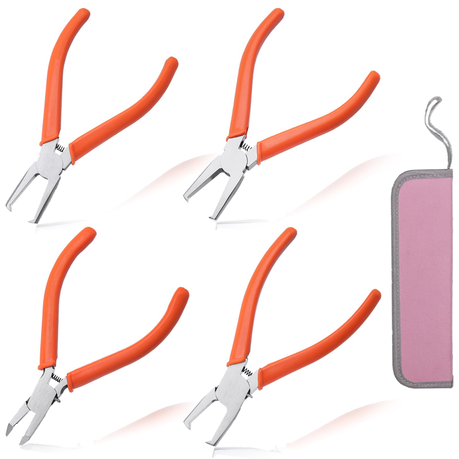 LEONTOOL 4PCS Small Flush Cut Pliers Sets, 38 & 90 Degree Angle Tip Precision Engineer Tip Cutter, Ultra Sharp Long Nose End Cutting Plier, Transverse End Cutter for Electronics Jewelry Making Models