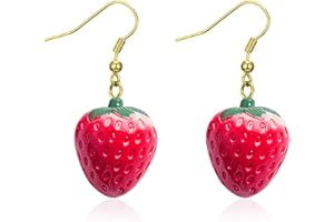 FUTIMELY Red Strawberry Earring for Women Teen Girls Cute 3D Acrylic Fruit Resin Simulation Strawberry Drop Dangle Earrings