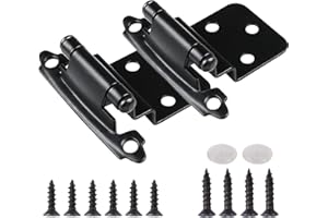 KIW 60 Pack Matte Black Cabinet Door Hinges Kitchen Cabinet Hinges Black 3/8 Inch Inset Cabinet Hinges for Cabinets Doors Semi-Concealed 3/8" Overlay Cabinet Hinges Soft Close Flush Face Frame Mount Hinge