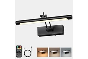 7Degobii Wireless Picture Light for Wall Battery Powered Picture Light with Remote and Timer,12in Gallery Lights Black 3CCT Rechargeable Art Light Adjustable LED Display Lighting