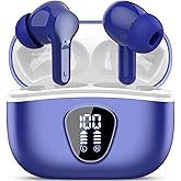 Wireless Earbuds, Bluetooth 5.4 Headphones HiFi Stereo, Bluetooth Earbuds with ENC Noise Cancelling Mic, IP7 Waterproof in Ear Earphones, 48H, LED Display Ear Buds for Pad Phones Workout Sports, Blue