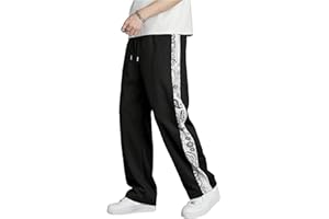 Men's Graphic Baggy Sweatpants Drawstring Waist Wide Leg Athletic Trousers