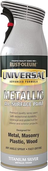 Rust-Oleum Universal Metallic Spray Paint Titanium Silver 400ml Interior view 5