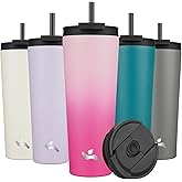Konokyo 26 OZ Insulated Tumbler with Lid and 2 Straws Stainless Steel Water Bottle Vacuum Travel Mug Coffee Cup,Cherry