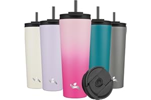 Konokyo 26OZ Insulated Tumbler with Lid and 2 Straws Stainless Steel Water Bottle Vacuum Travel Mug Coffee Cup,Cherry