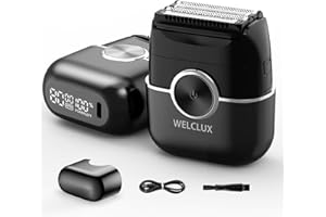 Welclux Electric Foil Shaver for Men: 4 Floating Blades, 2 Gear & IPX7 Waterproof - Rechargeable Cordless Razor for Face Shaving - Wet/Dry Travel Shaver with Large LED Display