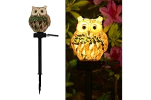 Juliahestia Garden Owl Decor Solar Stake Outdoor Yard Statue for Outside Decorations Lawn Ornament Patio Decorative Figurines Cute Small Horned Landscaping Backyard Owl Gifts Light