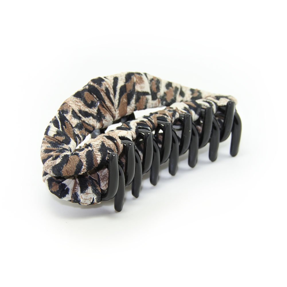 Meilliwish Leopard Cloth Beautiful Hair Claw Clip for Women Girls 1 PCS(D56)(Brown)