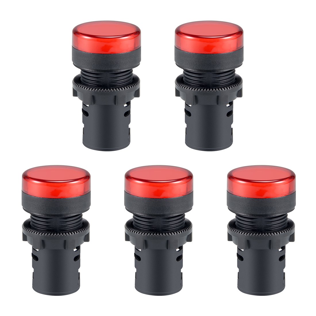 sourcing map 5Pcs Red Indicator Light AC/DC 24V, 22mm Panel Mount, for Electrical Control Panel, HVAC, DIY Projects