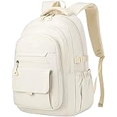 VANKANY Cute Backpacks for Girls, Teens Aesthetic High School Laptop Backpack College Student Women Bookbag, Mochilas Escolares para Niñas, Beige