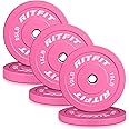 RITFIT Pink Weight Plates, 2 Inch Olympic Barbell Weight Plate, Bumper Plates With Steel Insert, pink weights for Gym and Home