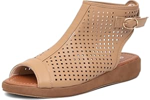 getmorebeauty Women's Platform Sandals Sling Wedge Sandals Hollow-Out Low Heel Open Toe Ankle Boots Cutout Shoes Slingback Sandals