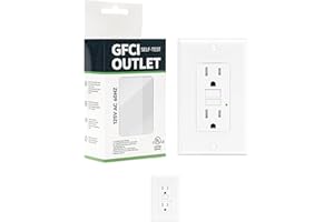 BLUESKY REBECCA 2-Pack 15 Amp GFI Electrical GFCI Outlet Self-Test Tamper Resistant (TR) Weather Resistant (WR) Ground Fault Receptacle with LED Indicator UL Listed Standard Wall Plate Included White