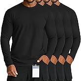 Evervibe 4 Pack Men's Big and Tall Underscrub Shirts Long Sleeve Crew Neck Scrub Undershirts Medical Basic Tops Layering Tee