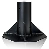 Outdoor Light Post Base for 3 inch Surface Mount Post, Heavy Duty Metal Flange Anchor Base, Black Pier Mount Adapter with Acc