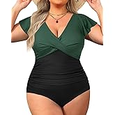 Yonique Plus Size One Piece Swimsuits For Women Tummy Control Bathing Suits Full Coverage Swimwear