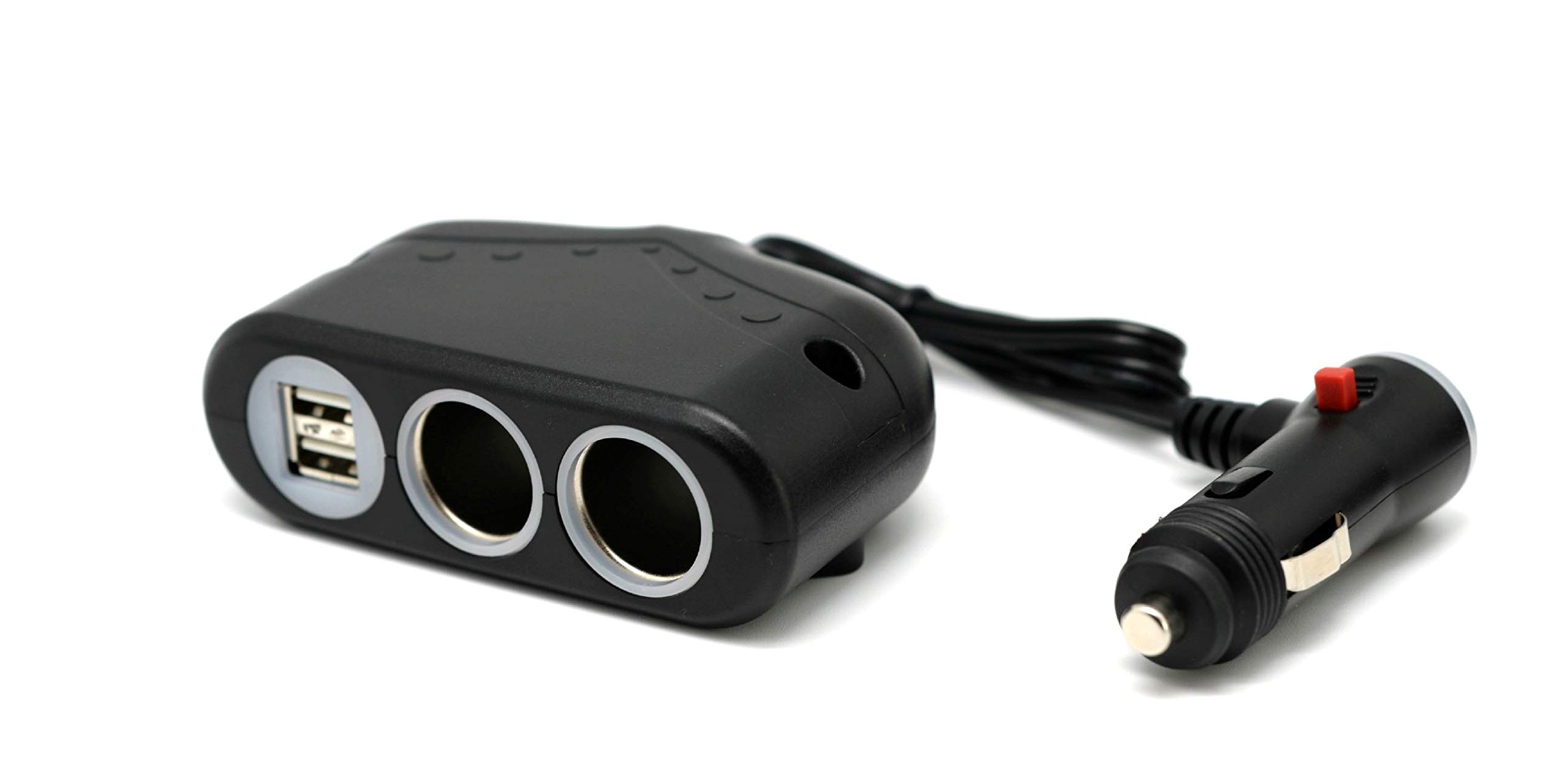 Cliff Top 3.3A Dual USB Car Charger with Dual Cigarette Lighter Multi Socket 12V Car USB Adapter and Cigarette Lighter Splitter Extension for Auto, Truck, and Marine Use – Made in Taiwan