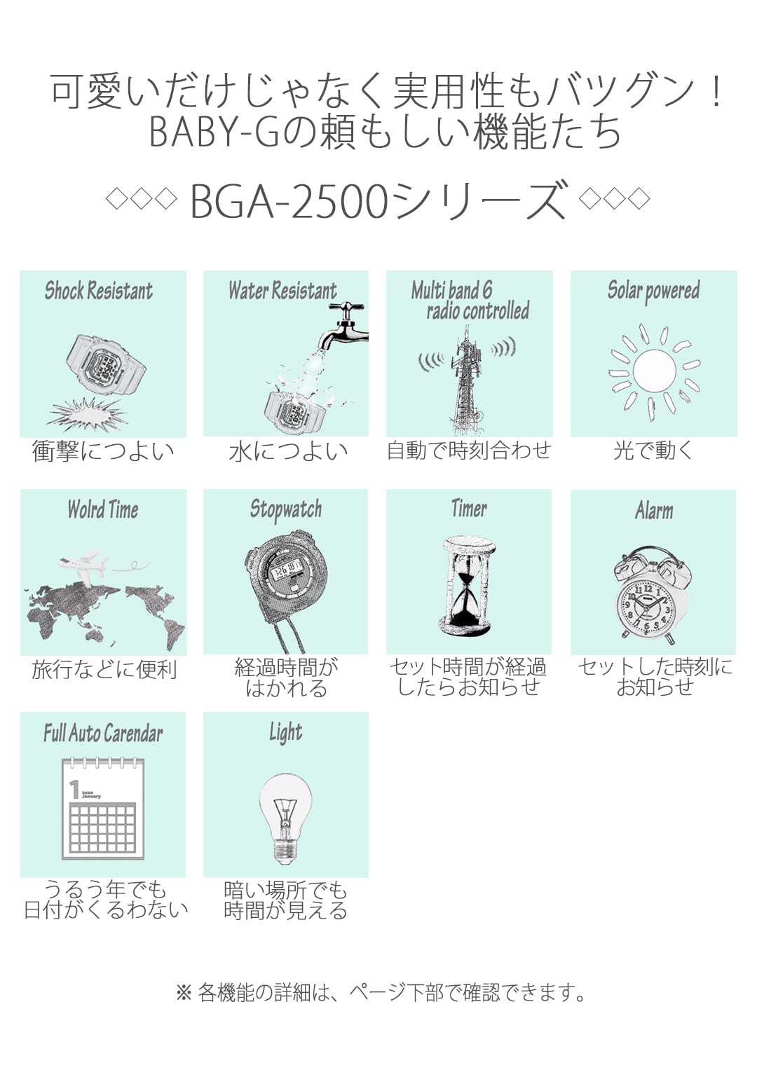 BABY-G(ベイビージー) Casio BGA-2500 Series Beach Traveller Watch, Braun, Wristwatch with shock resistant, radio wave solar